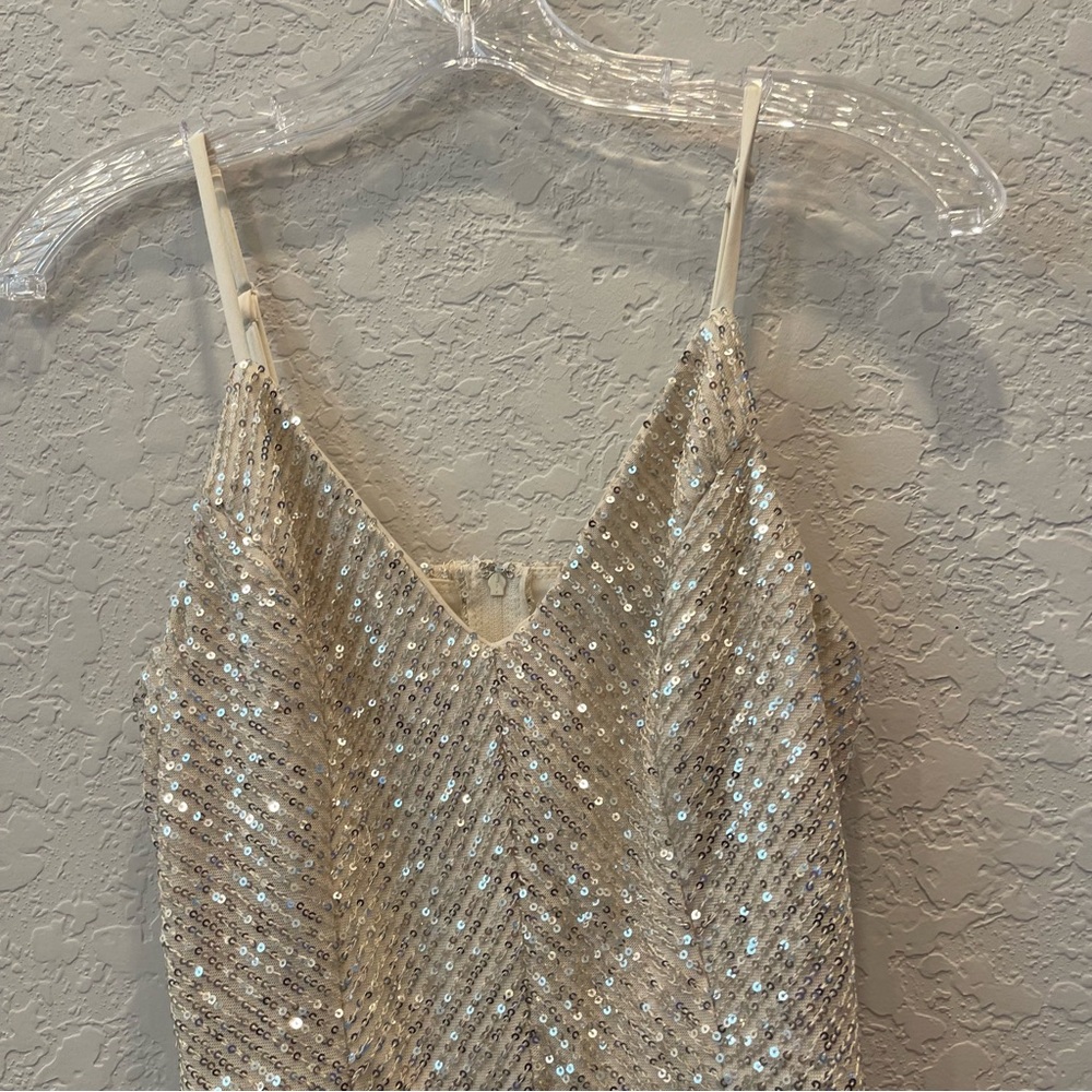 Crystal Sky Sequence Shift Woman’s Mini Dress Whi… - image 1